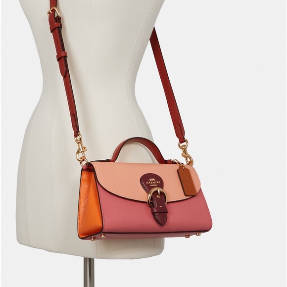 KLEO TOP HANDLE IN COLORBLOCK (COACH C8161) Gold/faded Blush Multi - Picture 2 of 16